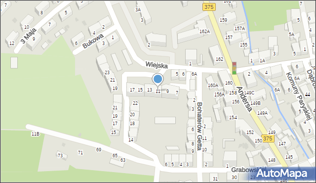 Wałbrzych, Wiejska, 11, mapa Wałbrzycha