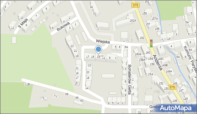 Wałbrzych, Wiejska, 13, mapa Wałbrzycha