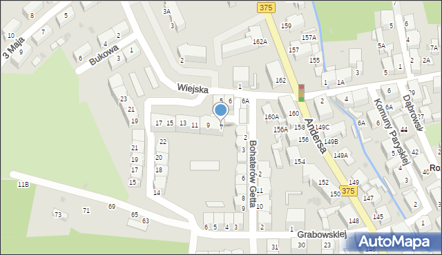 Wałbrzych, Wiejska, 7, mapa Wałbrzycha