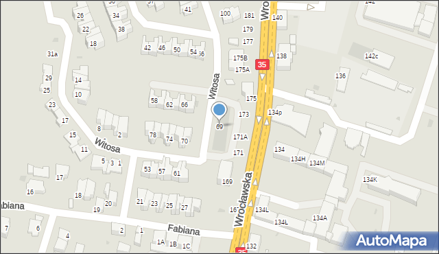 Wałbrzych, Witosa Wincentego, 69, mapa Wałbrzycha