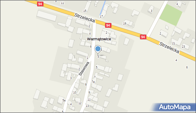 Warmątowice, Wiejska, 3, mapa Warmątowice