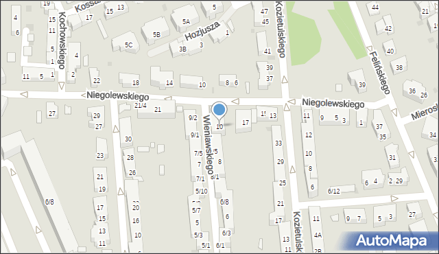 Warszawa, Wieniawskiego Henryka, 10, mapa Warszawy