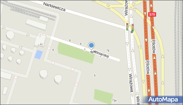Warszawa, Winiarska, 5B, mapa Warszawy