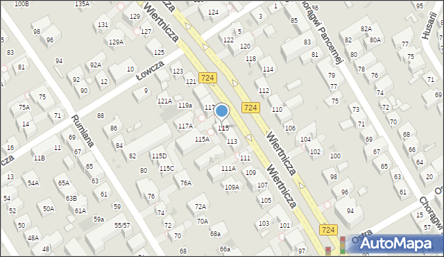 Warszawa, Wiertnicza, 115, mapa Warszawy