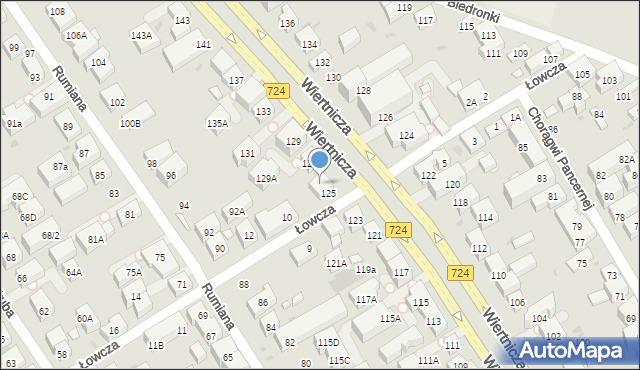 Warszawa, Wiertnicza, 125A, mapa Warszawy