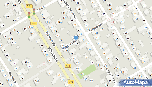 Warszawa, Wiertnicza, 74A, mapa Warszawy