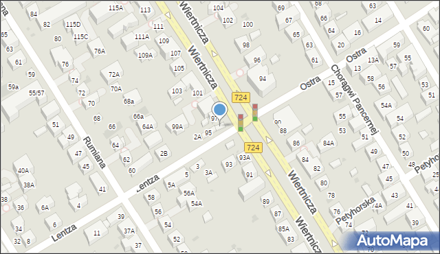 Warszawa, Wiertnicza, 97B, mapa Warszawy