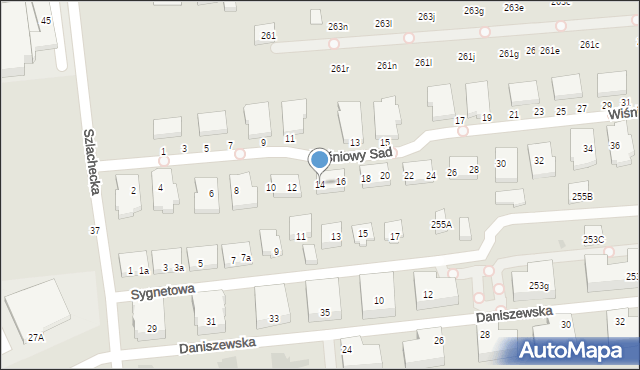Warszawa, Wiśniowy Sad, 14, mapa Warszawy