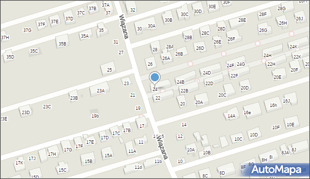 Warszawa, Wiązana, 24, mapa Warszawy
