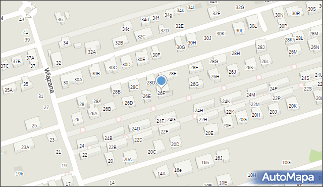 Warszawa, Wiązana, 26F, mapa Warszawy