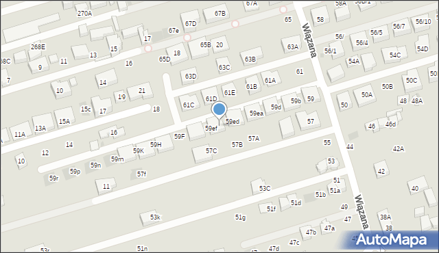 Warszawa, Wiązana, 59ee, mapa Warszawy