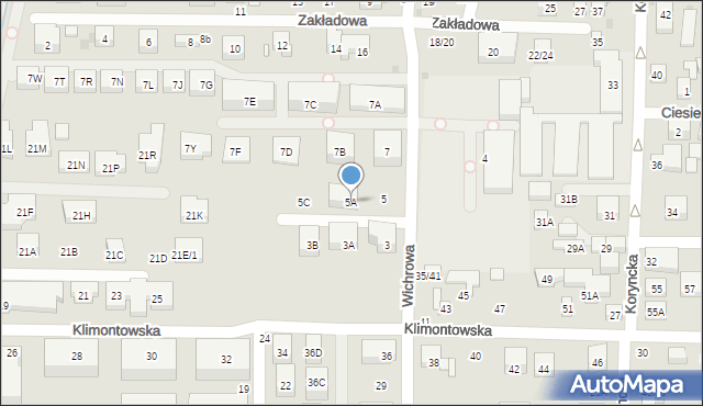 Warszawa, Wichrowa, 5A, mapa Warszawy