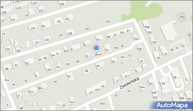 Warszawa, Wiązana, 6T, mapa Warszawy