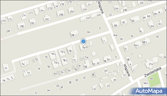 Warszawa, Wiązana, 7A, mapa Warszawy