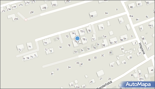 Warszawa, Wiązana, 7G/2, mapa Warszawy