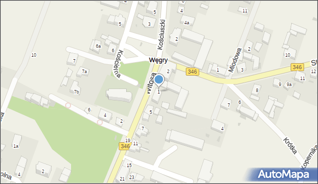 Węgry, Witosa Wincentego, 1, mapa Węgry