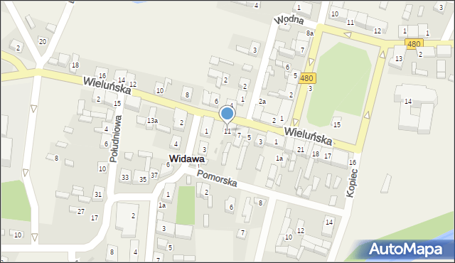 Widawa, Wieluńska, 11, mapa Widawa