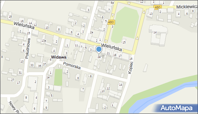 Widawa, Wieluńska, 1a, mapa Widawa