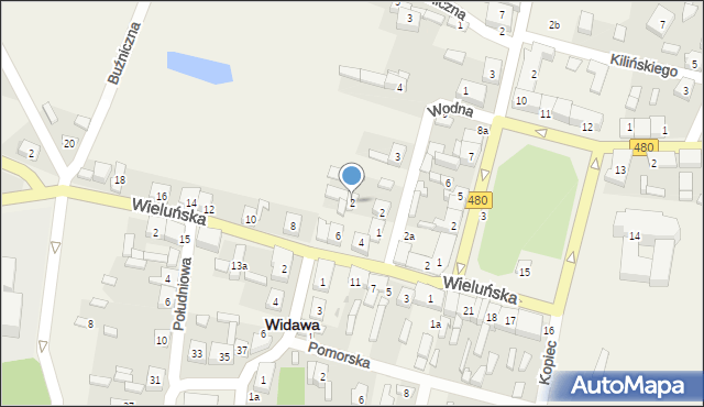 Widawa, Wieluńska, 2, mapa Widawa