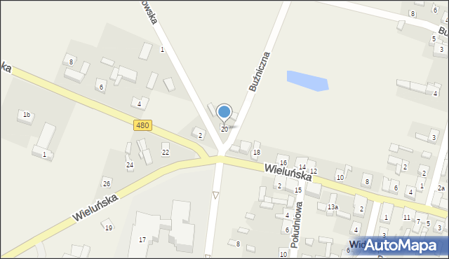 Widawa, Wieluńska, 20, mapa Widawa