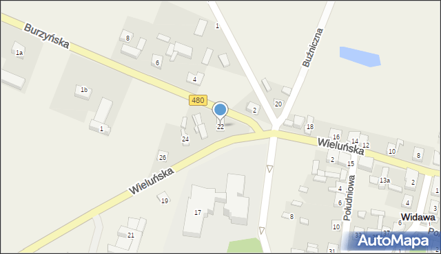 Widawa, Wieluńska, 22, mapa Widawa