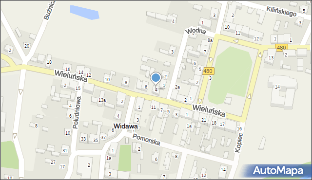 Widawa, Wieluńska, 4, mapa Widawa