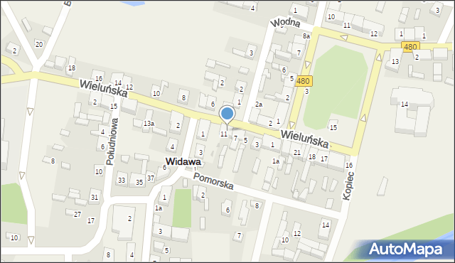 Widawa, Wieluńska, 9, mapa Widawa
