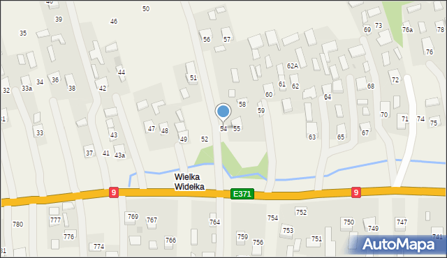 Widełka, Widełka, 54, mapa Widełka