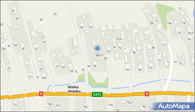 Widełka, Widełka, 58, mapa Widełka