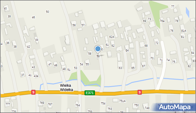 Widełka, Widełka, 59, mapa Widełka