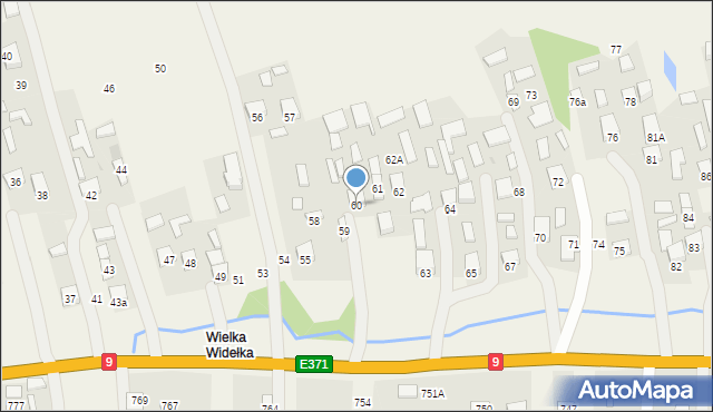 Widełka, Widełka, 60, mapa Widełka