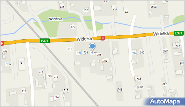 Widełka, Widełka, 707, mapa Widełka