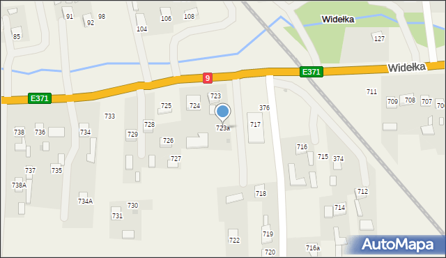 Widełka, Widełka, 723a, mapa Widełka