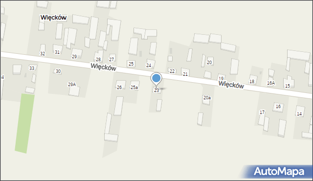 Więcków, Więcków, 23, mapa Więcków