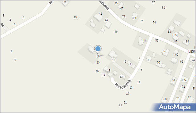 Więckowice, Widokowa, 16, mapa Więckowice