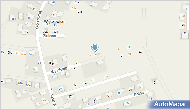 Więckowice, Wiśniowa, 7, mapa Więckowice