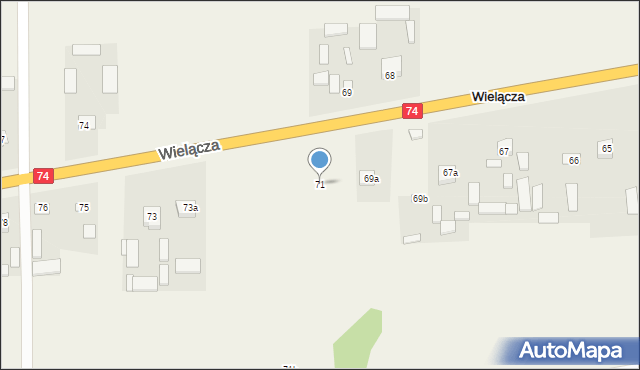 Wielącza, Wielącza, 71, mapa Wielącza