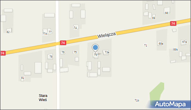 Wielącza, Wielącza, 73, mapa Wielącza