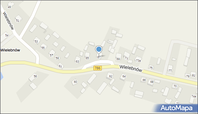 Wielebnów, Wielebnów, 67, mapa Wielebnów