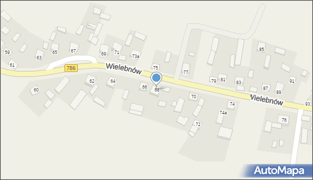 Wielebnów, Wielebnów, 68, mapa Wielebnów