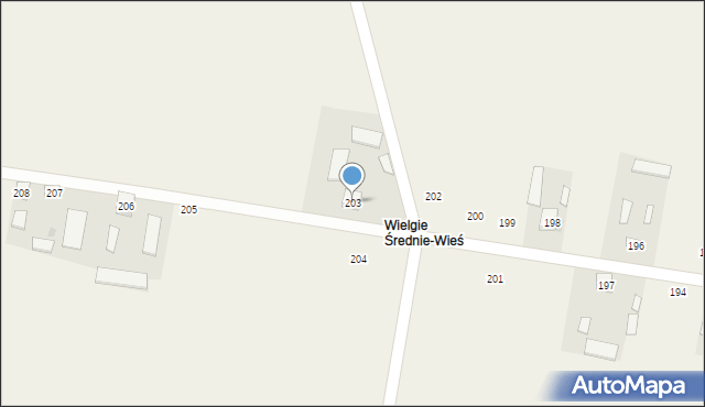 Wielgie, Wielgie, 203, mapa Wielgie