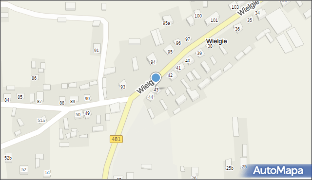 Wielgie, Wielgie, 43, mapa Wielgie