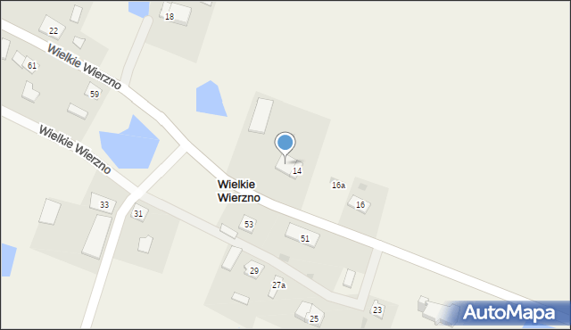 Wielkie Wierzno, Wielkie Wierzno, 14a, mapa Wielkie Wierzno