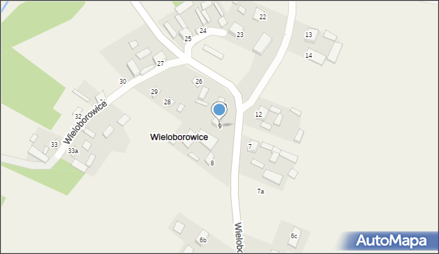 Wieloborowice, Wieloborowice, 9, mapa Wieloborowice