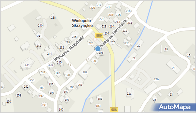 Wielopole Skrzyńskie, Wielopole Skrzyńskie, 205, mapa Wielopole Skrzyńskie