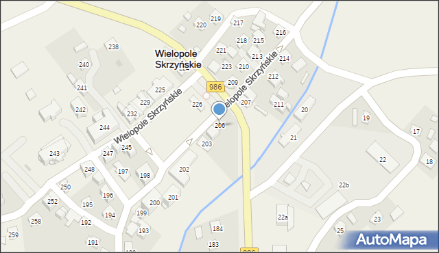 Wielopole Skrzyńskie, Wielopole Skrzyńskie, 206, mapa Wielopole Skrzyńskie