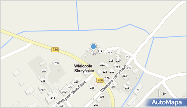 Wielopole Skrzyńskie, Wielopole Skrzyńskie, 220, mapa Wielopole Skrzyńskie