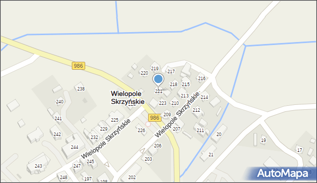 Wielopole Skrzyńskie, Wielopole Skrzyńskie, 221, mapa Wielopole Skrzyńskie