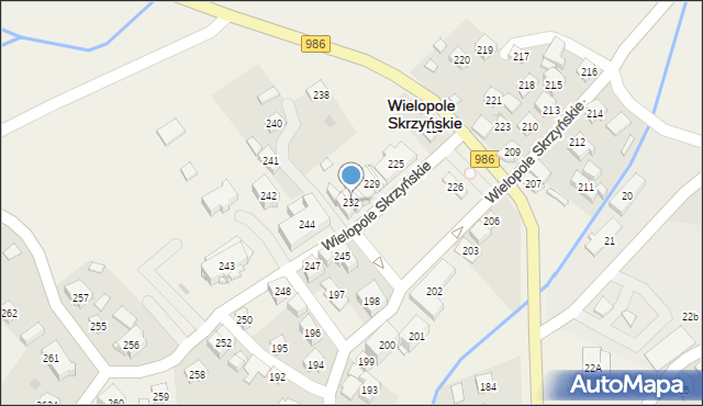 Wielopole Skrzyńskie, Wielopole Skrzyńskie, 232, mapa Wielopole Skrzyńskie