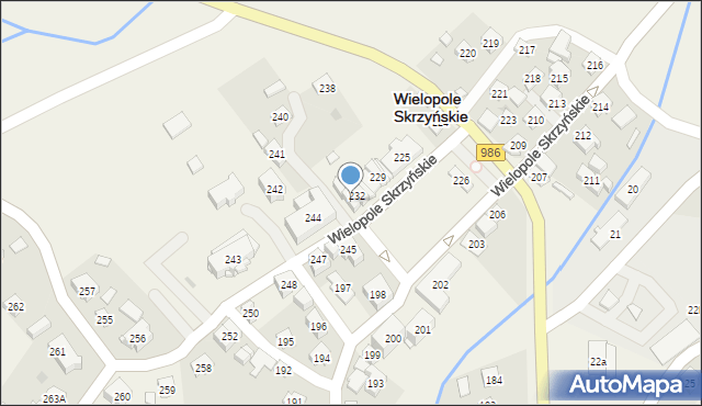 Wielopole Skrzyńskie, Wielopole Skrzyńskie, 233, mapa Wielopole Skrzyńskie